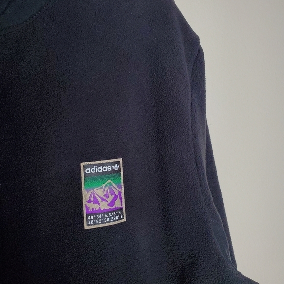 Adidas Originals Adiplore Black Graphic Logo Fleece Zip Up Jacket - Picture 7 of 9